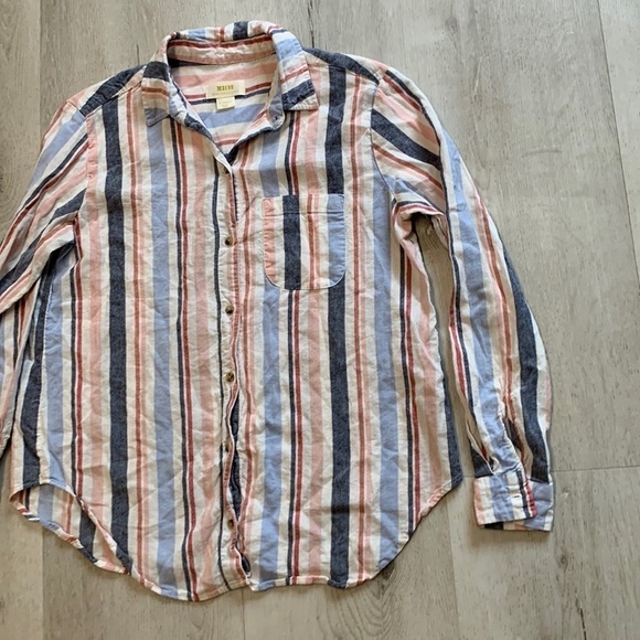 Maeve Anthropologie Chatham Striped Button Down Shirt size‎ XS - Picture 5 of 11